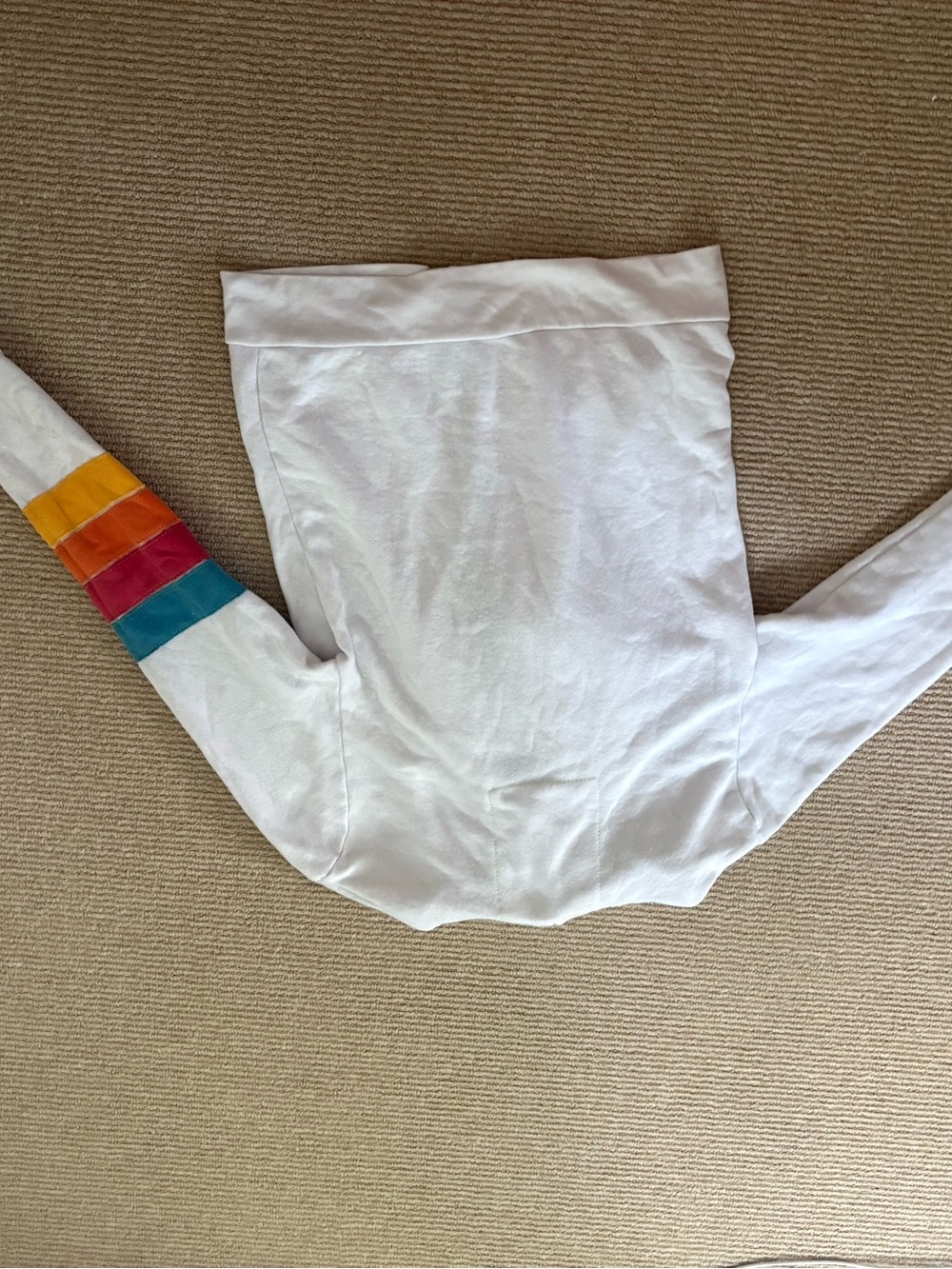 Aviator Nation White Zip Hoodie with Rainbow Stripe Sleeve xs - Picture 3 of 3